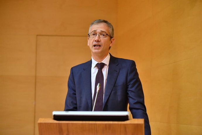 El gobernador del Banco de España, Pablo Hernández de Cos, participa en el décimo aniversario del Fondo de Reestructuración Ordenada Bancaria (Frob).