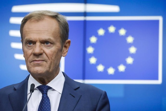 Donald Tusk en rueda de prensa en Bruselas