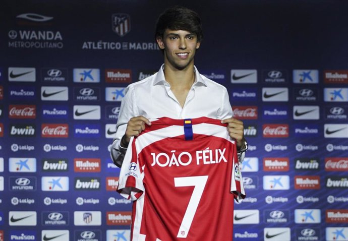 Joao Felix during his presentation as new player of Atletico del Madrid at Wanda Metropolitano Stadium in Madrid, Spain, on July 08, 2019.