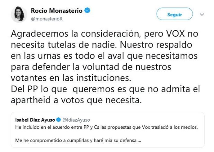 Captura Twitter Rocío Monasterio