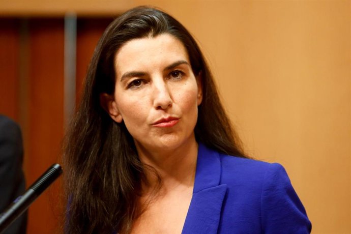 Rueda de prensa de la portavoz del Grupo Parlamentario VOX en la Asamablea de Madrid, Rocío Monasterio.