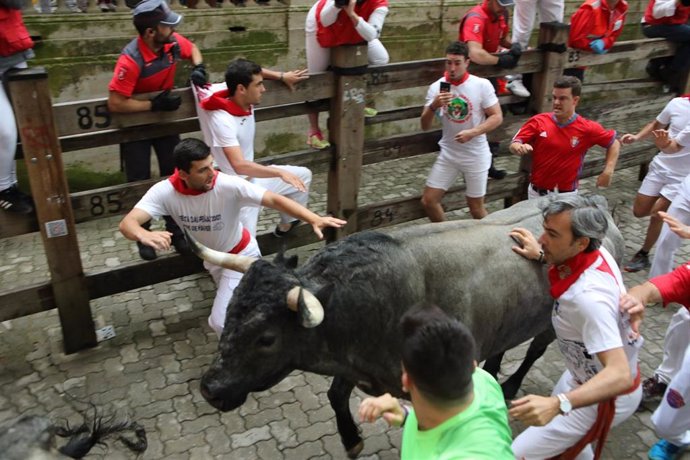 Tercer encierro de los Sanfermines de 2019, con toros de José Escolar.
