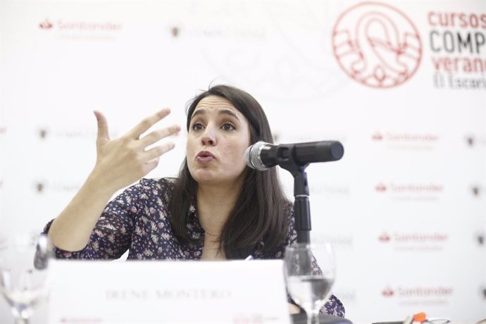 La portavoz de Podemos en el Congreso, Irene Montero, interviene en los cursos de verano de El Escorial en Madrid