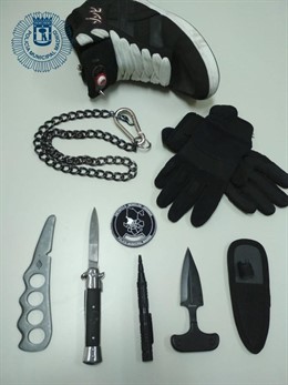 Armas incautadas por agentes de la Policía Municipal de Madrid