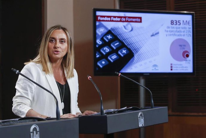 La consejera de Fomento, Infraestructuras y Ordenación del Territorio, Marifran Carazo, en rueda de prensa tras la reunión del Consejo de Gobierno.