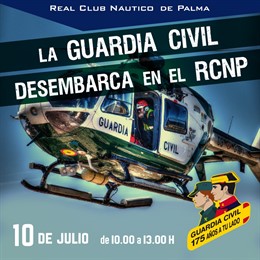 Cartel de la celebración del 175 aniversario de la Guardia Civil en el Real Club Náutico de Palma