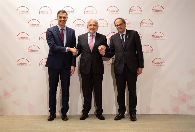 El presidente del Gobierno Pedro Sánchez, el presidente de la Generalitat Quim Torra y el presidente de Fomento del Trabajo J.Sánchez Llibre entregan Medallas de Honor y Premis Ferrer Salat en el Hotel Sofía de Barcelona 