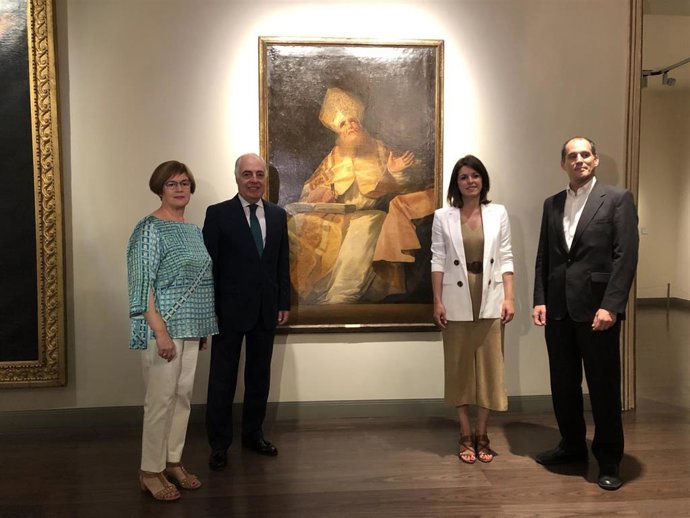 Fundación Ibercaja ha presentado este miércoles el cuadro 'San Agustín' de Francisco de Goya que incorpora al Museo Goya gracias a una cesión temporal en depósito, procedente de una colección privada.