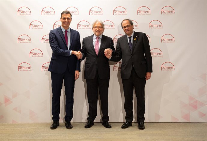 El president del Govern Pedro Sánchez, el president de la Generalitat Quim Torra i el president de Foment del Treballo J.Sánchez Llibre lliuren Medalles d'Honor i Premis Ferrer Salat a l'Hotel Sofia de Barcelona 