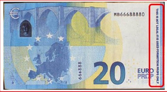 Billete de 20 euros falso