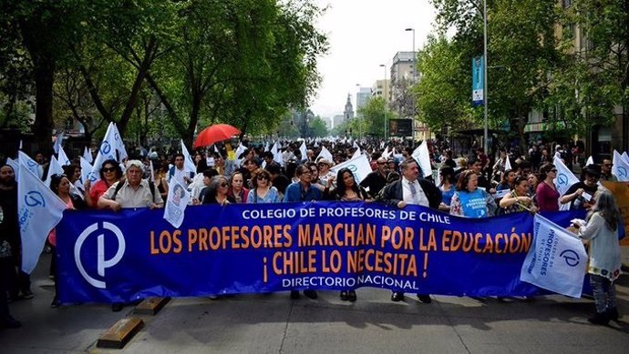 Los profesores de Chile se manifiestan.
