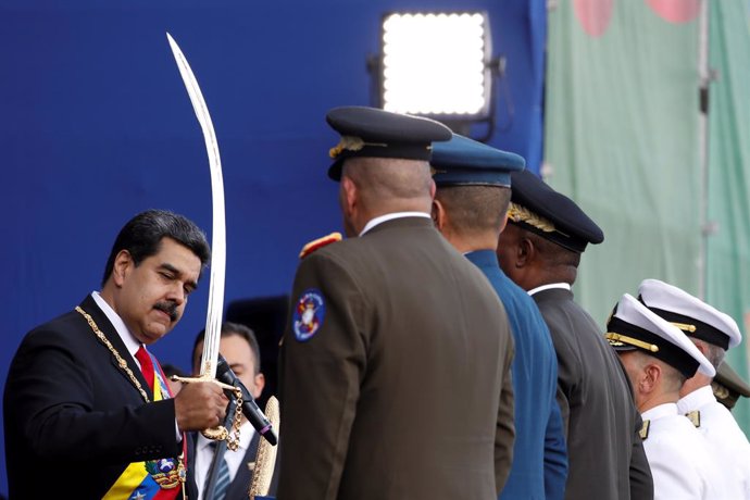 Maduro durante el acto de jura de lealtad de la FANB en Caracas (Venezuela)