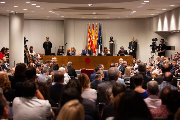 Sala del Pleno de la Diputación de Barcelona, en la que la diputada del PCS, Núria Marín, ha sido nombrada presidenta de la Diputación con los votos de JxCat.