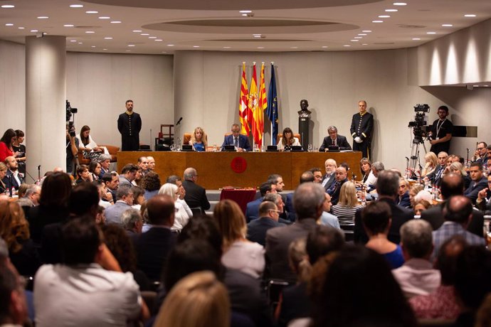 Sala del Ple de la Diputació de Barcelona, en la qual la diputada del PCS, Núria Marín, ha estat nomenada presidenta de la Diputació amb els vots de JxCat.