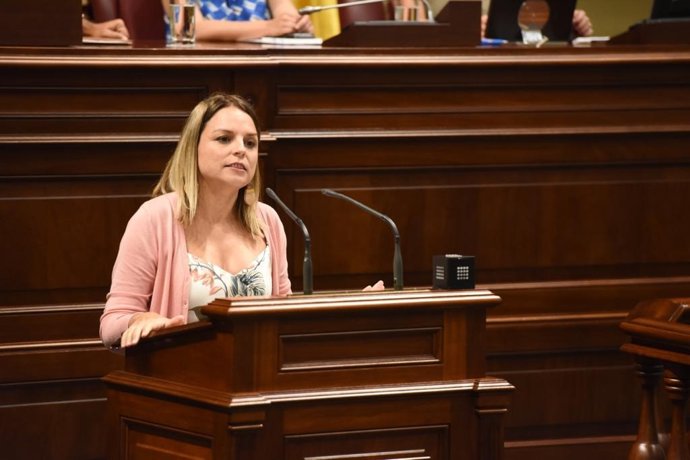 La portavoz parlamentaria de Sí Podemos, Noemí Santana, en el debate de investidura