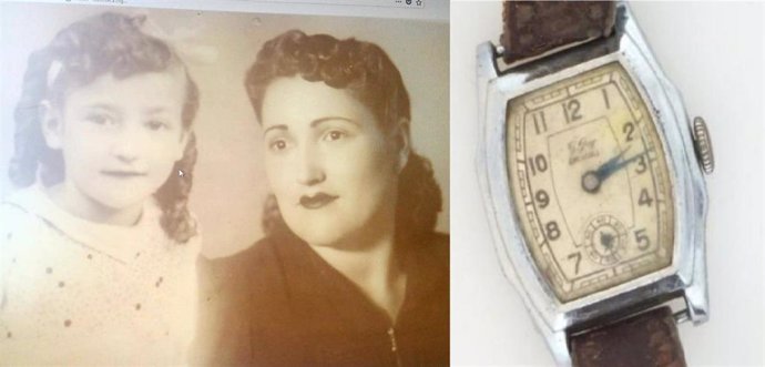 Fotografía de la sobrina y la hermana de Francisco Guevara y del reloj de José Cabrera.