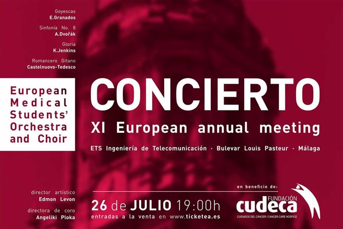 Cartel del concierto de la Orquesta y Coro Europeo de Estudiantes de Medicina a beneficio de Cudeca