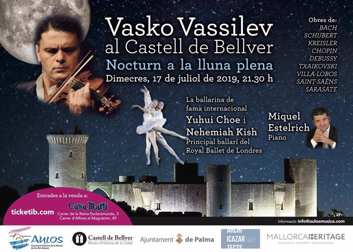 Cartel informativo del concierto del pianista búlgaro Vasko Vassilev en el Castillo de Bellver.