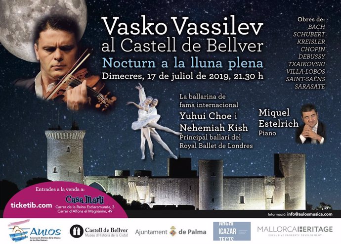 Cartell informatiu del concert del pianista búlgar Vasko Vassilev al Castell de Bellver.