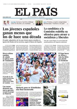 Portada El País lunes 15 de julio