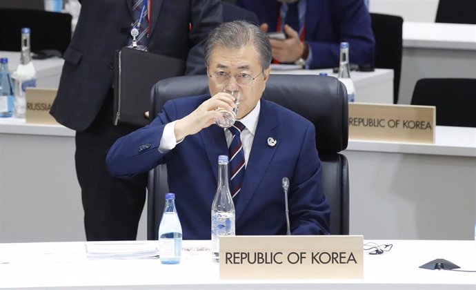 Presidente de Corea del Sur, Moon Jae In, en la cumbre del G20 en Osaka