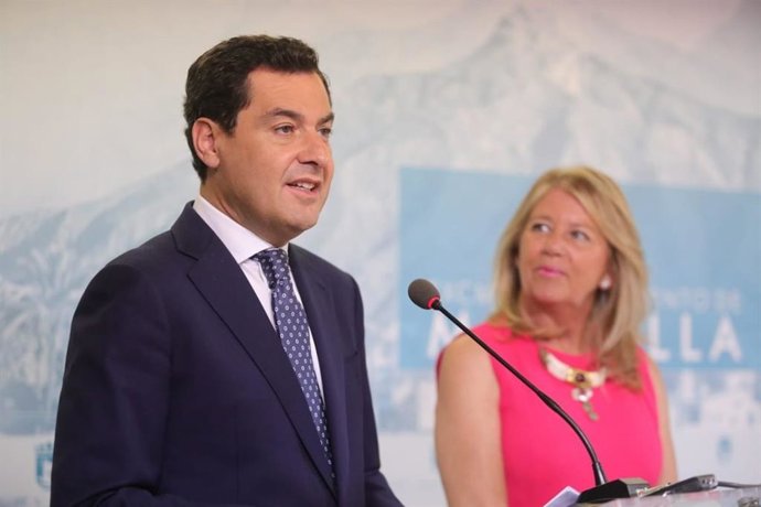 El presidente de la Junta de Andalucía, Juanma Moreno, este lunes