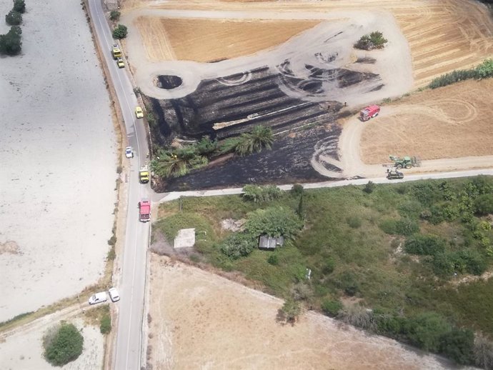 Imagen aérea del incendio forestal de nivel 0 declarado en Son Fiol, Llubí.