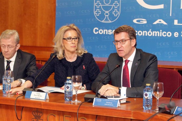 Alberto Núñez Feijóo, presidente de la Xunta de Galicia y Corina Porro, presidenta del Consejo Económico y Social de Galicia.