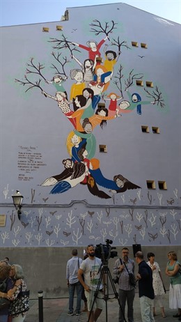 Mural contra la violencia machista en la calle Humilladero.