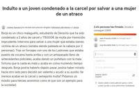 Miles de personas piden el indulto de un joven condenado a dos años de prisión por defender a una mujer de un atraco