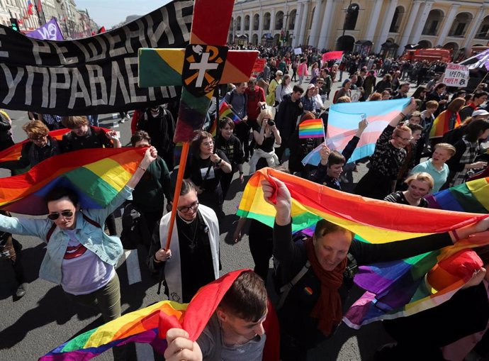 Manifestación LGTB en San Petersburgo