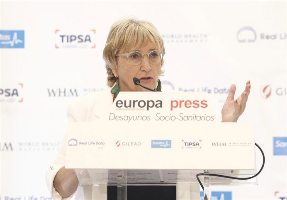 La consejera de Sanidad Universal y Salud Pública de la Generalitat Valenciana, Ana Barceló, interviene en un Desayuno Socio-Sanitario de Europa Press organizado en el Hotel InterContinental de Madrid.