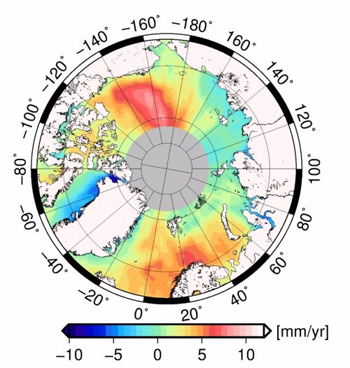 Rango de subida del mar en el Ártico