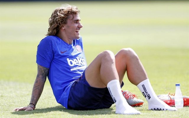 El jugador del FC Barcelona Antoine Griezmann en un entrenamiento