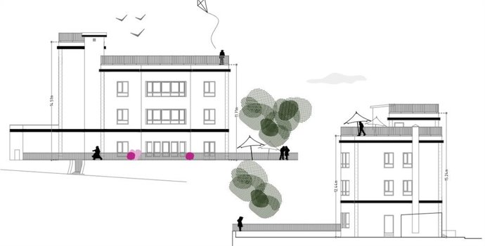 Plano exterior de la remodelación del Centro Cívico Meteorológico