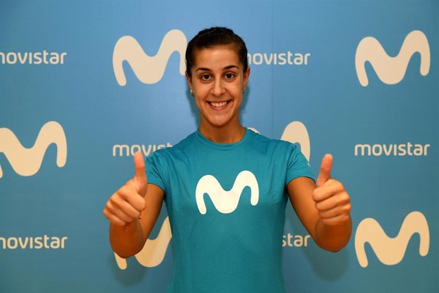 La jugadora española de bádminton Carolina Marín, patrocinada por Movistar.