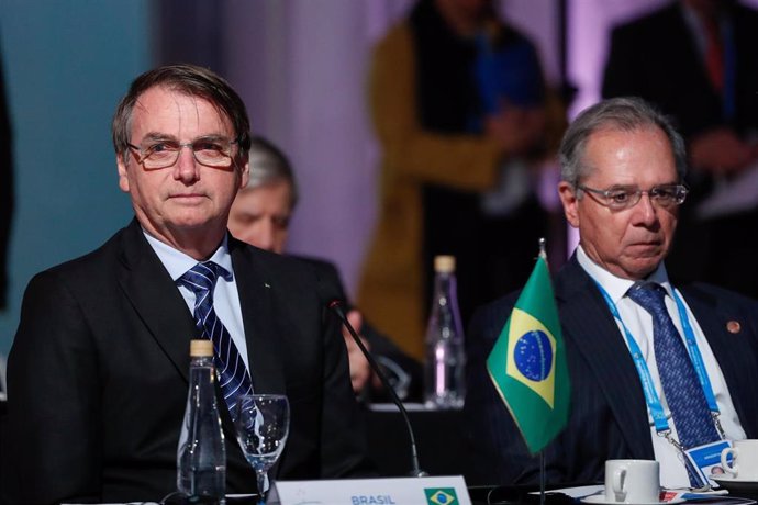 El presidente de Brasil, Jair Bolsonaro, durante la ceremonia de Mercosur. 