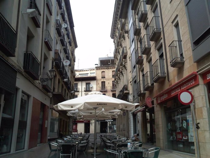 Zona de terrazas en la ciudad de Huesca.