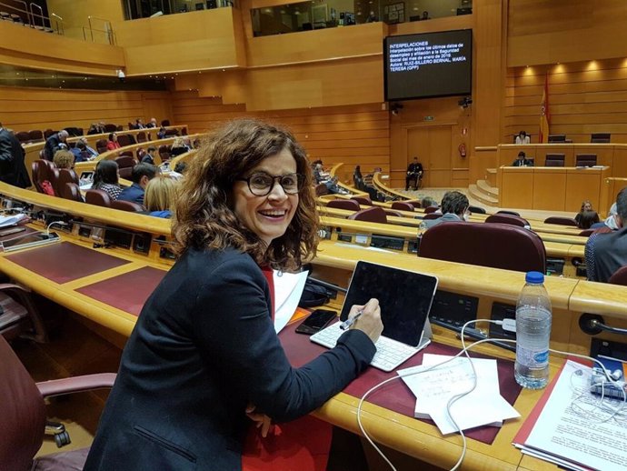 La senadora de Adelante por designación autonómica, Esperanza Gómez, en la Cámara Alta