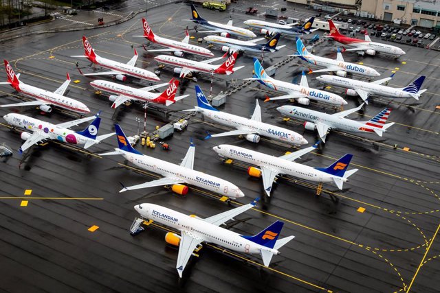 Aviones 737 MAX varados en Seattle