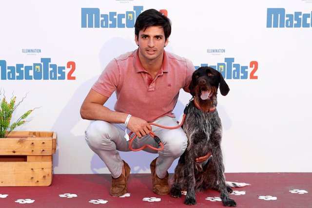 Carlos Sainz en la premiere de 'Mascotas 2'