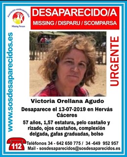 Victoria Orellana Agudo, desaparecida en Hervás el 13 de julio