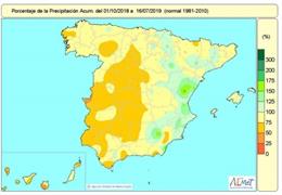 Mapa de lluvias en España