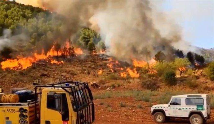 Fuego técnico para perimetrar el incendio de Sierra de Gádor originado en Terque (Almería)