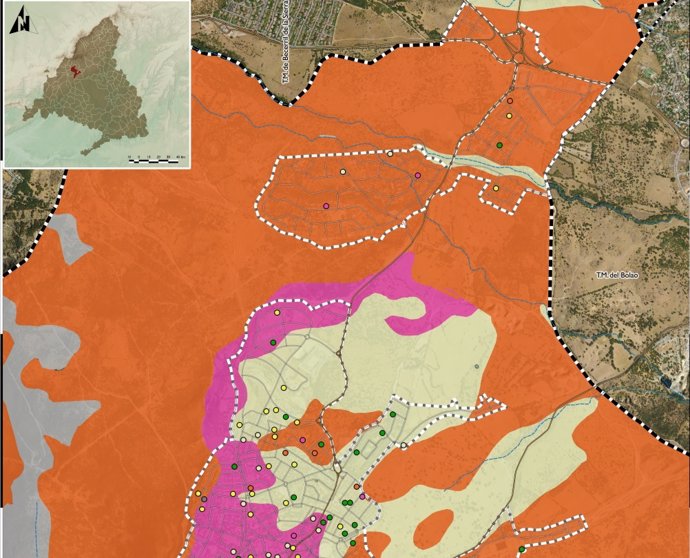 Imagen del estudio sobre el mapa de riesgo de la localidad de Moralzarzal.