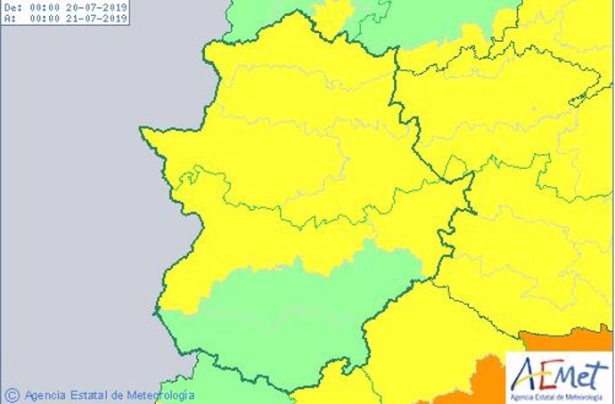 Alertas de Extremadura para el 20 de julio
