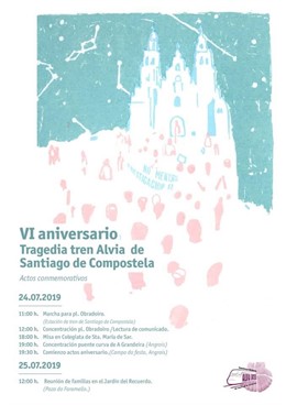 Cartel de los actos del aniversario del accidente del tren Alvia en Angrois (Santiago)