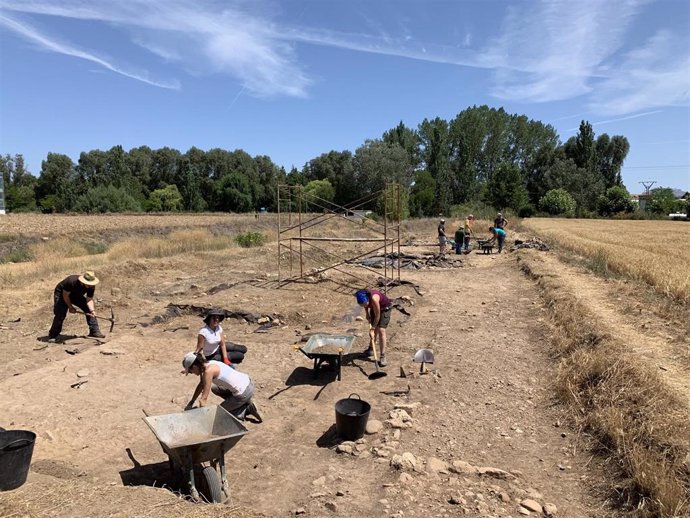 Arqueólogos trabajando en la excavación de Herrera de Pisuerga (Palencia)
