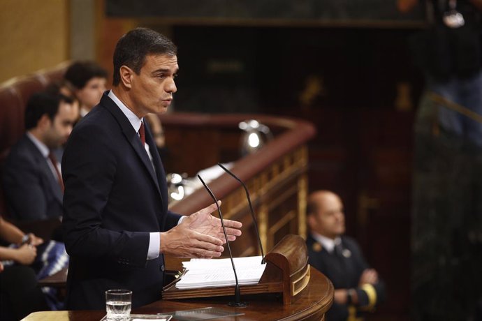 El candidat socialista a la Presidncia del Govern, Pedro Sánchez, intervé durant el debat d'investidura al Congrés
