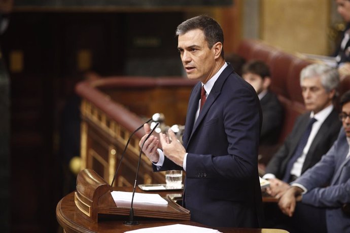 El president del Govern en funcions i candidat del PSOE a la reelecció, Pedro Sánchez, intervé des de la tribuna del Congrés dels Diputats en la primera sessió del debat d'investidura a la Presidncia del Govern.